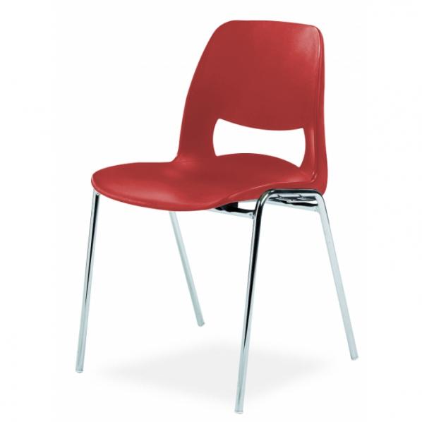Chaise coque design accrochable pieds chromés - Classe M2 Rouge_0