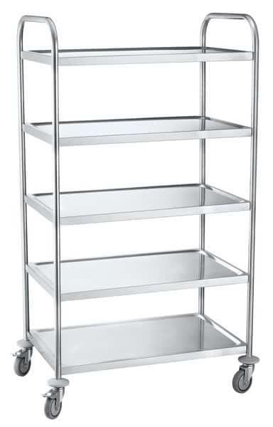 Chariot manuel en inox 304 - 5 plateaux - roues Ø100 mm - dimensions 755 x 435 mm_0