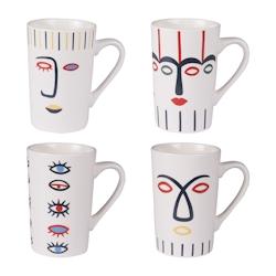 Coffret de 4 mugs Awa 35 cl -  Blanc Rond Porcelaine Table Passion - blanc porcelaine 3106232312335_0