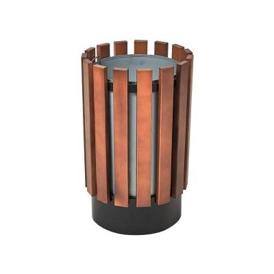 Corbeille publique Luton - bois lasuré teinte teck - seau intérieur fourni - capacité 45L_0