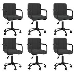 Décoshop26 - Lot de 6 chaises de salle à manger sur roulettes siège pivotant hauteur réglable en velours noir DEC025447 - noir 3000255252312_0