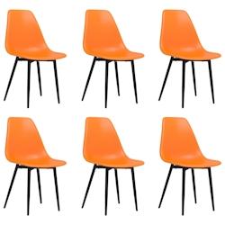 Décoshop26 - Set de 6 chaises de salle à manger dossier incurvé design moderne en PP orange DEC025710 - 3000255398829_0