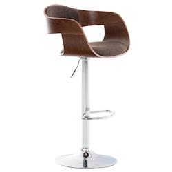Décoshop26 - Tabouret de bar x1 design scandinave en tissu marron et structure en bois couleur noyer 10_0005045 - marron 3000252429144_0