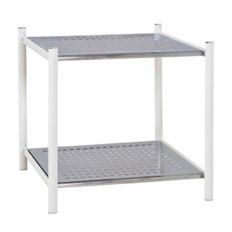 Étagère 2 niveaux design Ethan 41cm argent - Paris Prix - Métal pratique pour salle de bain_0