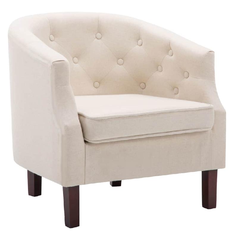 FAUTEUIL CHAISE SIÈGE LOUNGE DESIGN CLUB SOFA SALON AVEC REVÊTEMENT EN TISSU CM BEIGE 1102152/3_0