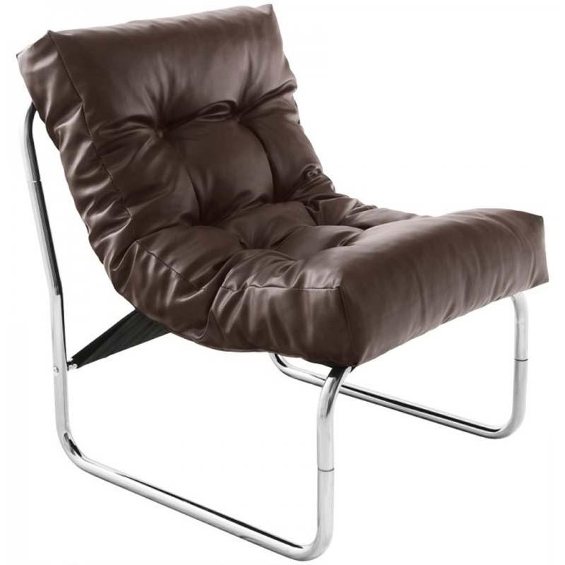 Fauteuil design Clip 76 cm marron - Paris Prix - Structure en métal et assise confortable en mousse_0