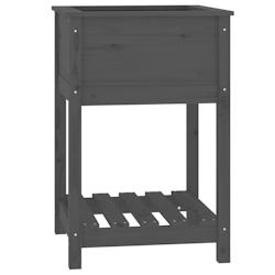 Helloshop26 - Jardinière bac lit surélevé plantes fleurs terrasse jardin avec étagère 54 x 54 x 81 cm bois massif de pin gris 02_0038396 - 300021_0