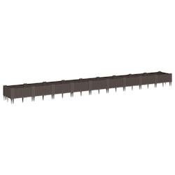 Helloshop26 - Jardinière bac lit surélevé plantes fleurs terrasse jardin avec piquets 362,5 x 42,5 x 28,5 cm PP marron 02_0038191 - 3000214132570_0