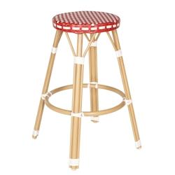 Oviala Business Tabouret haut de jardin en aluminium et rotin synthétique blanc, rouge - rouge aluminium 112612_0