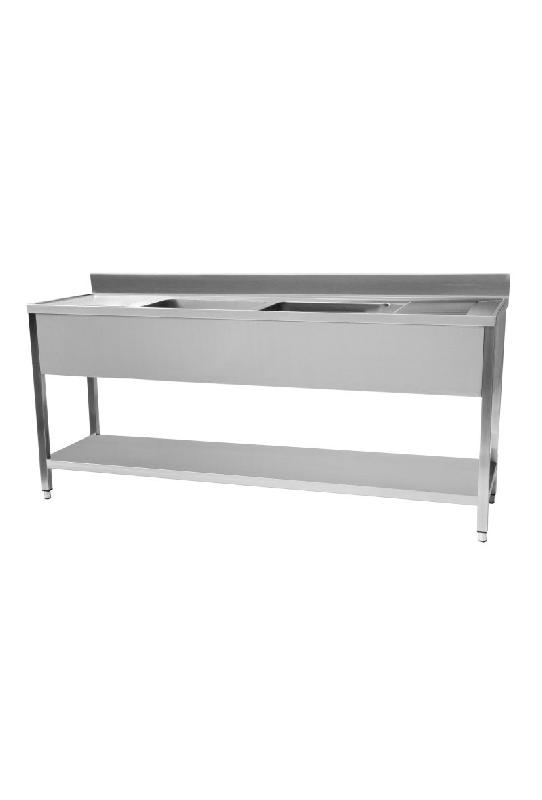Plonge evier 2 bacs avec sous tablette L 2000 mm - H 950 mm - P600 mm - STSK206_0