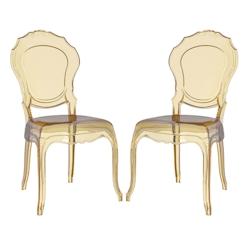 RATTATAN Lot de 2 chaises en polycarbonate de style baroque, assise ergonomique,résistantes, empilables, pour cuisine,salle à manger,restaurant –R_0