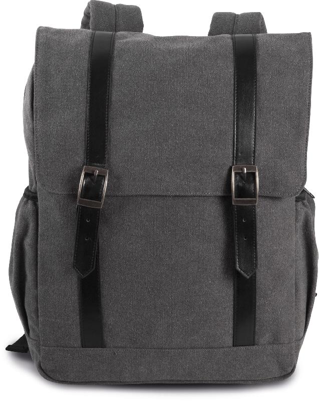 Sac à dos en toile de coton à rabat - Réf: KI0143 - Kimood - Pour tablettes et ordinateurs jusqu'à 13''_0