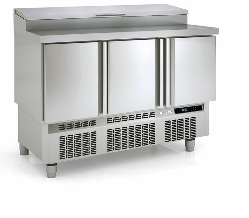 Saladette réfrigérée professionnelle inox 700 positive 3 portes avec dessus inox et couvercle - MFEI70-140_0