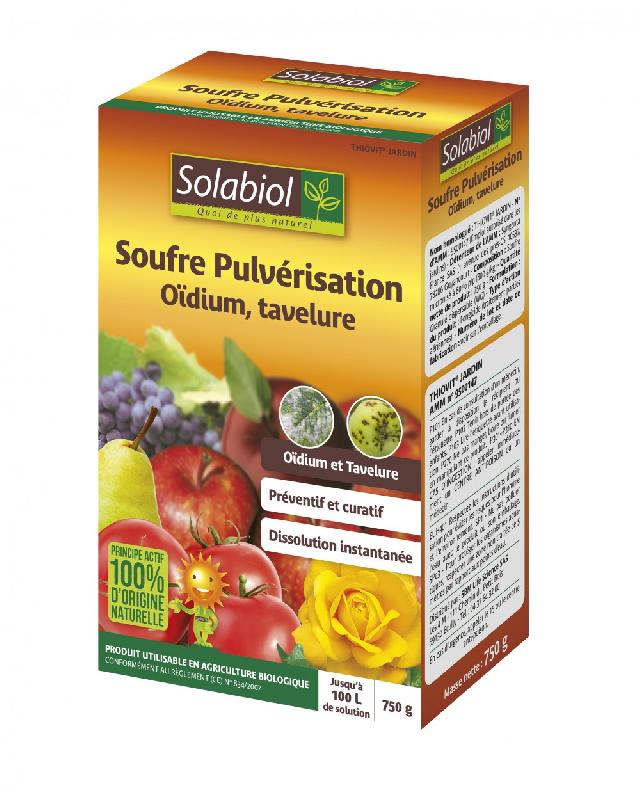 Soufre pulvérisation SOLABIOL - 750g - Triple action préventive, curative et éradiquante - Utilisable en agriculture biologique_0