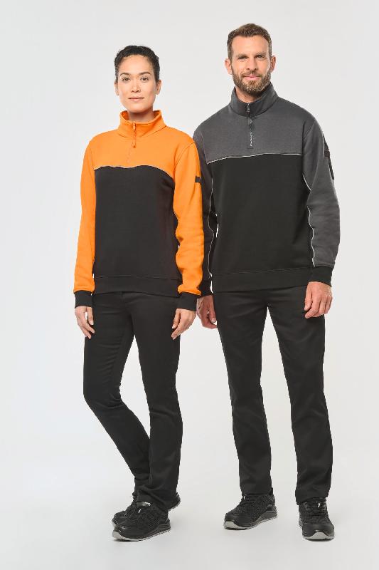Sweat-shirt écoresponsable col zippé unisexe - WK404 - coton biologique et polyester recyclé_0