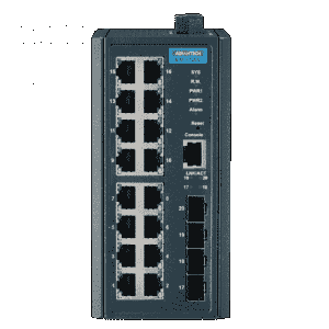 Switch Rail DIN industriel 16 ports FE + 4 Fibre SFP Managé -40°C à 75°C - Référence EKI-7720E-4FI-AE Advantech_0