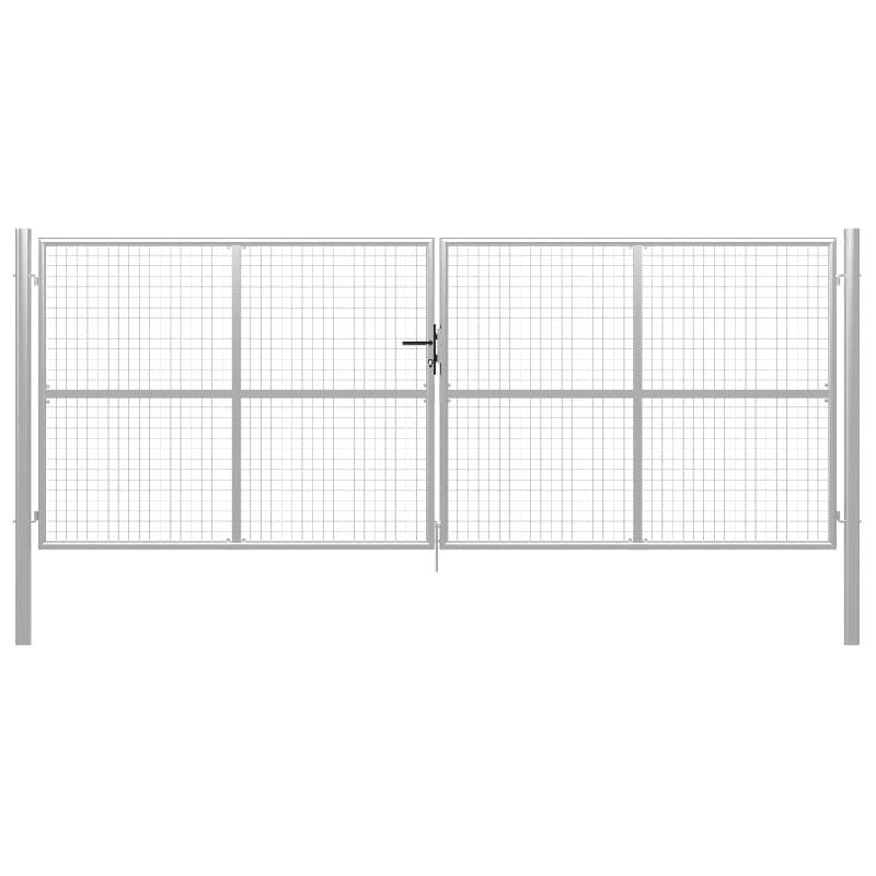 Vidaxl porte de jardin acier galvanisé 415x200 cm argenté 144301_0