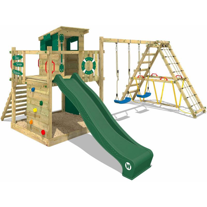 Tour de jeux WICKEY RoyalFlyer avec toboggan rose pastel, balançoire et bac à sable – 10 ans de garantie* - Jeux - Jouets Tour de jeux WICKEY RoyalFlyer avec toboggan rose pastel, balançoire et bac à sable – 10 ans de garantie* - Jeux - Jouets