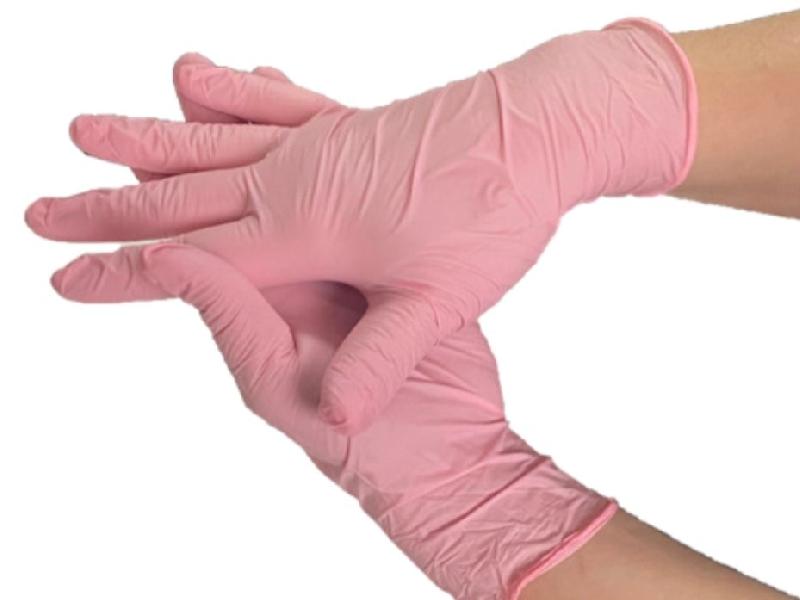 100 gants d'examens anti-virus à usage unique CE en nitrile rose non poudré - GNNPRS-IM05/VR_0