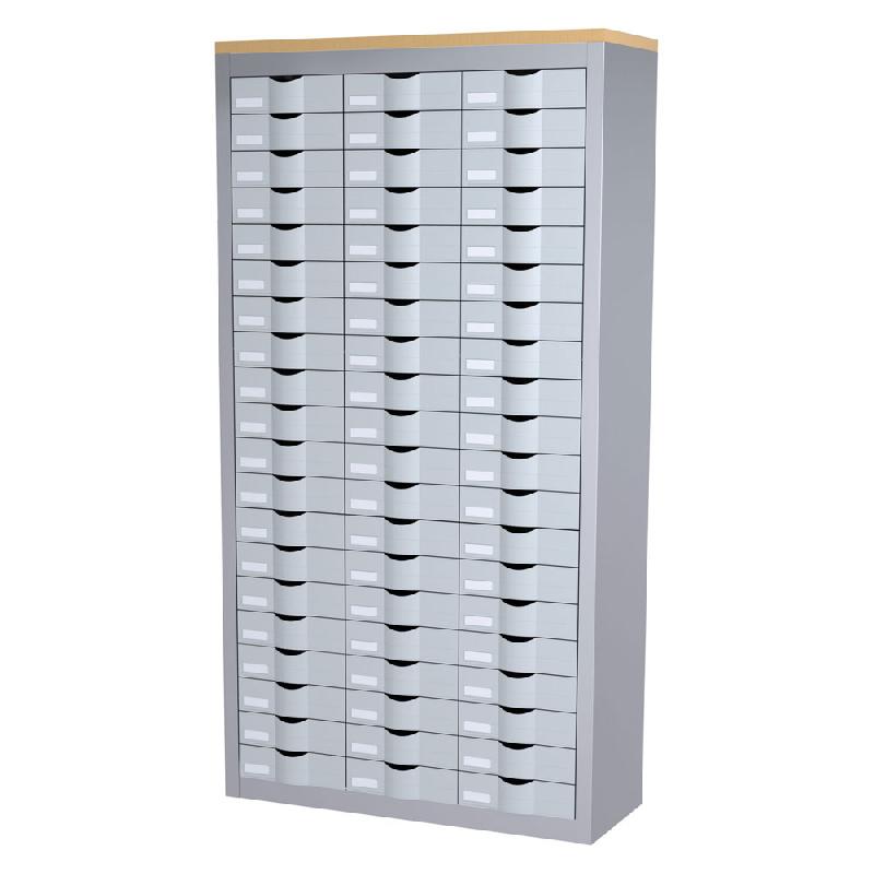 ARMOIRE PAPERFLOW - 3 COLONNES CYCLADIS - 60 TIROIRS - HT 169,5 CM - ALUMINIUM
