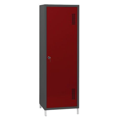 ARMOIRE PENDERIE-RANGEMENT L600 CORPS ANTHRACITE PORTES ROUGE 3002