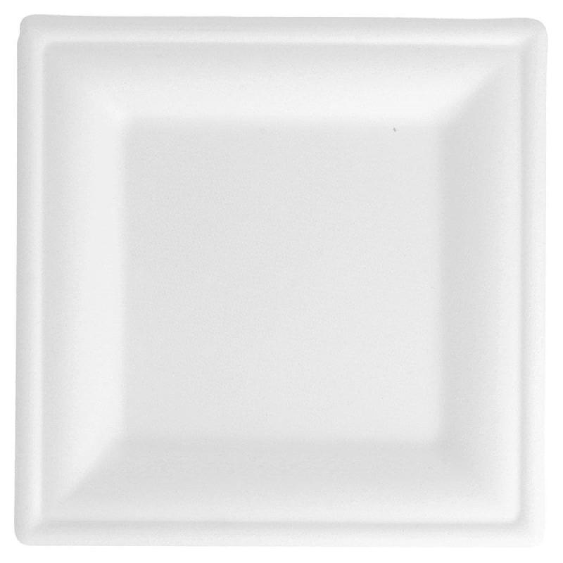 Assiette carrée bagasse blanc 16x16cm - par 1000_0