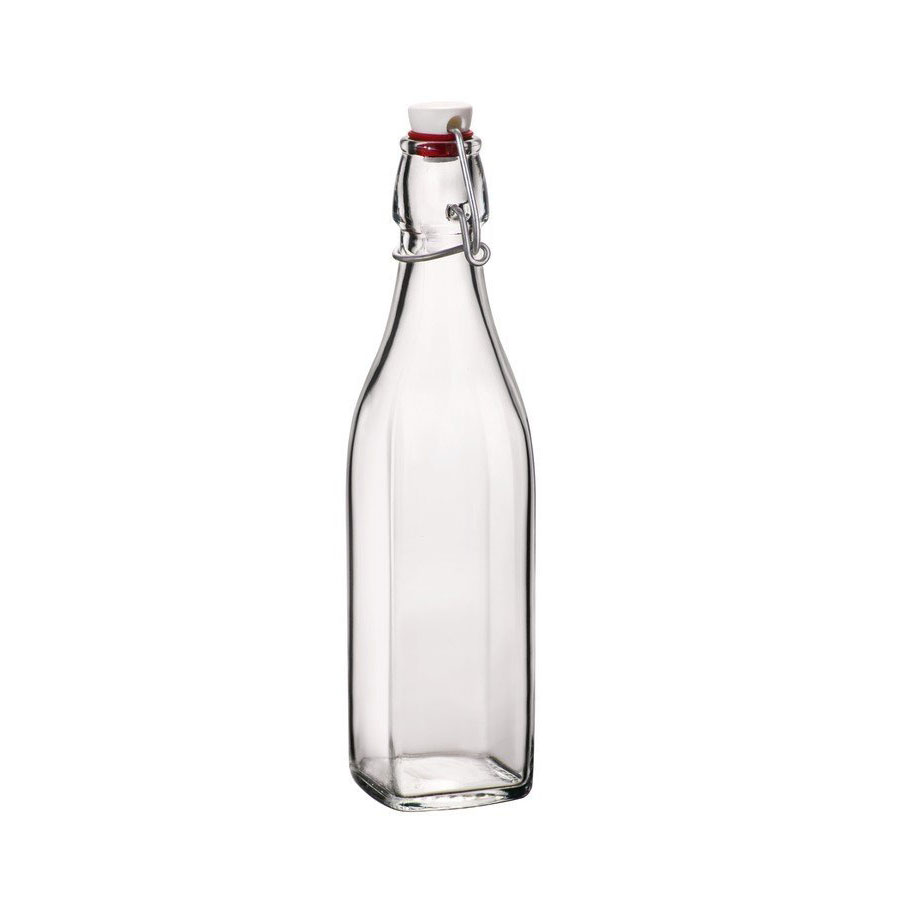 BOUTEILLE EN VERRE CARRÉE 0,125 L AVEC BOUCHON MÉCANIQUE - BORMIOLI ROCCO - SWING