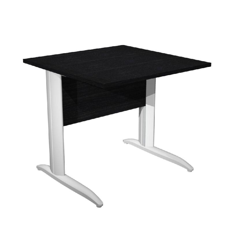 BUREAU DROIT PRONTO METAL - L.80 X P.80 CM - PLATEAU NOIR - PIEDS METAL BLANC