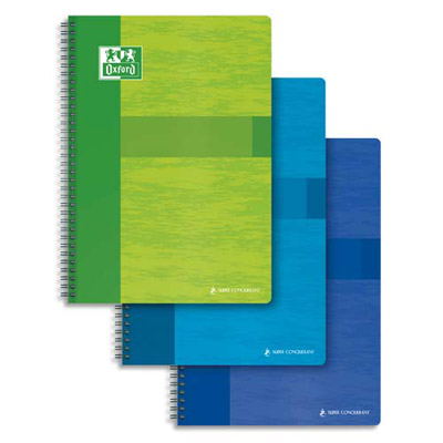 CAHIER OXFORD CLASSIQUE - 24 X 32 CM - RELIURE SPIRALES - GRANDS CARREAUX - 180 PAGES - 90 G