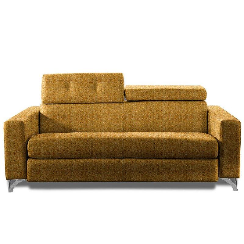 Canapé convertible Suède 140 cm - ouverture express, sommier à lattes Renatonisi, matelas 16 cm tweed jaune_0