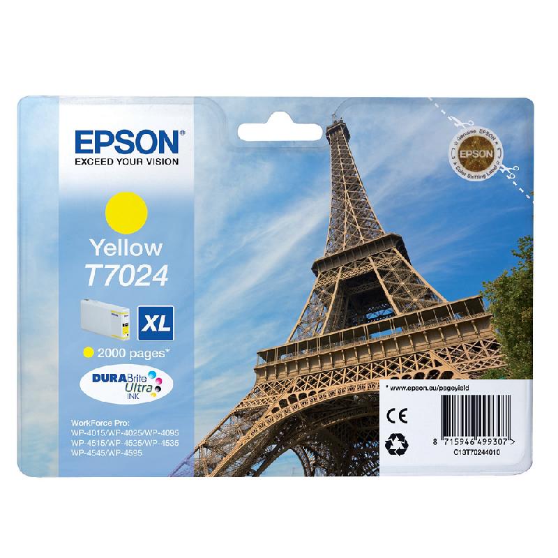 CARTOUCHE EPSON T7024 JAUNE POUR IMPRIMANTES JET D'ENCRE