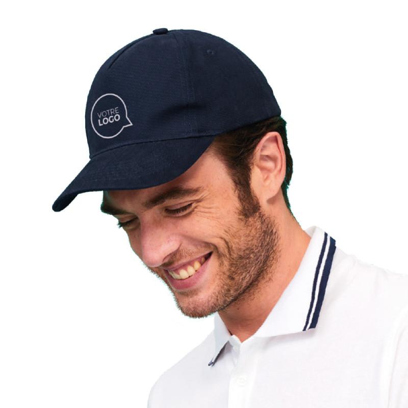 Casquette 5 panneaux Long Beach visière unie - Casquettes publicitaires_0