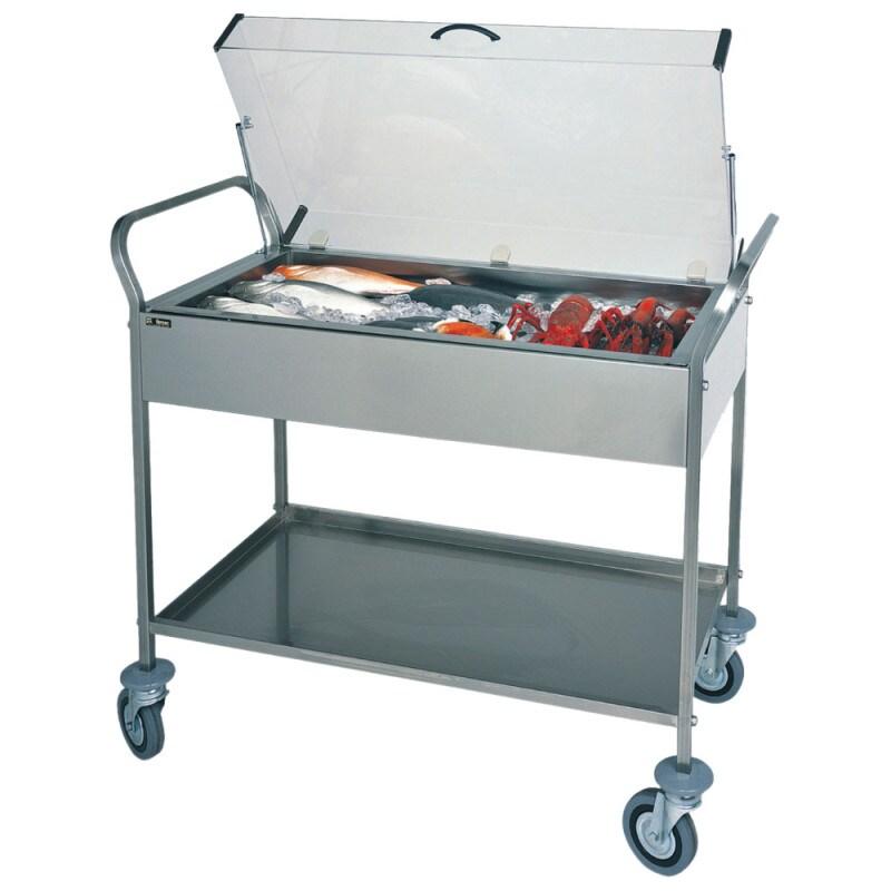 Chariot de service acier inox avec bac et 8 eutectiques 1080x570x1040 mm - VIRTUS - 0615402680110_0