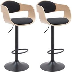 CLP Lot de 2 tabourets de bar Kingston Nature / Noir/Tissu - beige textile 323994_0