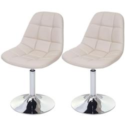 Décoshop26 - 2x chaises de salle à manger en synthétique crème pied chromé pivotant CDS04421 - 3000413427842_0