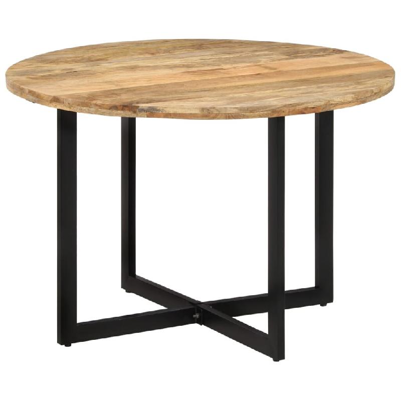 Décoshop26 - Table de salle à manger forme ronde design industriel 110 x 75 cm bois de manguier et fer DEC036654 - Bois massif 3000261328827_0
