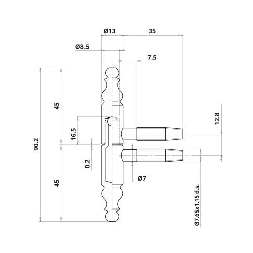 DEMI-FICHE MÂLE - NŒUD 13 MM À VASES - FER PATINÉ - 100 PIÈCES OTLAV