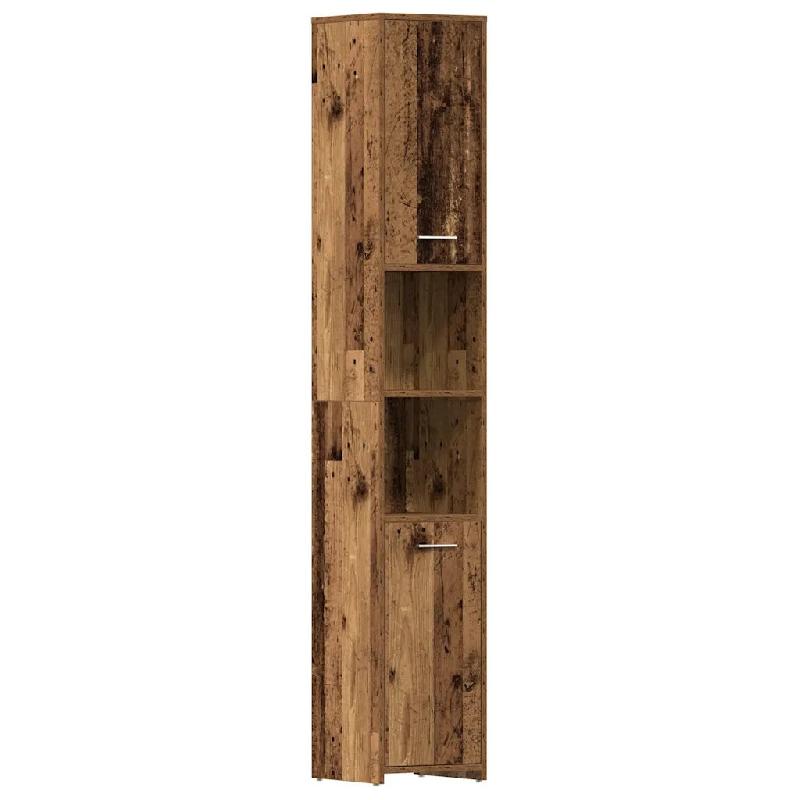Helloshop26 - Armoire de salle de bain espace de rangement 30 x 30 x 183 cm facile à entretenir design vieux bois 02_0051249 - Bois massif 3000236816_0