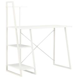 Helloshop26 - Bureau table poste de travail meuble d'ordinateur informatique étude avec étagère 102 x 50 x 117 cm blanc 02_0023475 - 3000214341415_0