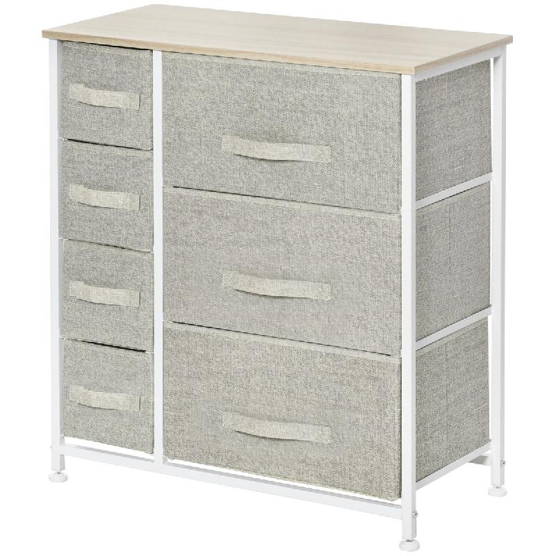 Helloshop26 - Commode chiffonnier 7 tiroirs 63.5 x 30 x 71 cm grand plateau gain de place moderne épuré en panneau de particules 21_0001438 - acier_0