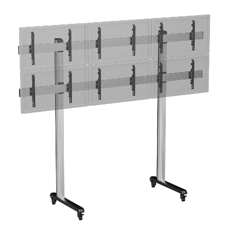 KIMEX Support sur pieds pour 6 écrans TV 50''-55'' - Hauteur 240 cm - A roulettes - gris 3700685424333_0