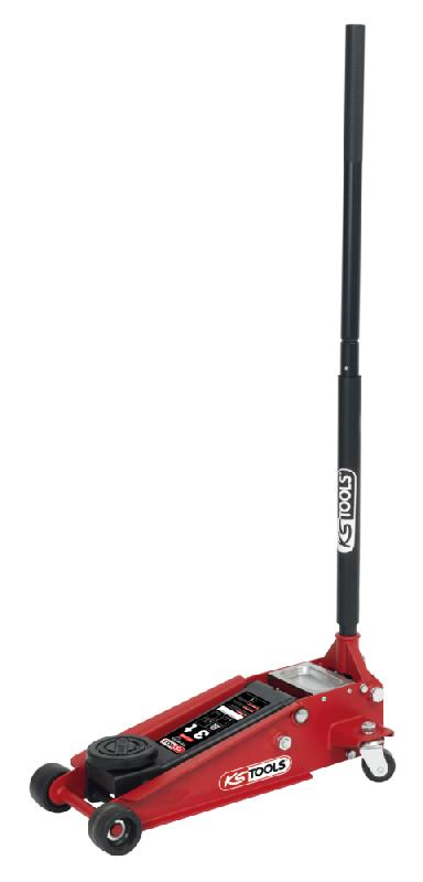 KSTOOLS - Cric hydraulique en acier 3 tonnes - Monster 161.0366 - Rouge et noir, pompe double piston, descente freinée_0