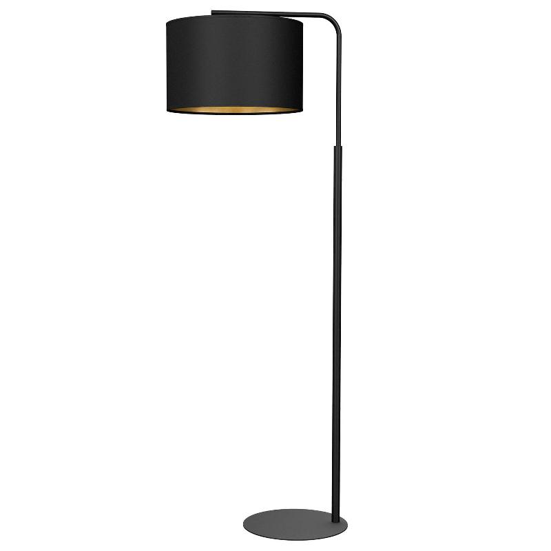 LUMINEX LAMPADAIRE SOHO, CYLINDRIQUE, ARQUÉ, NOIR/DORÉ