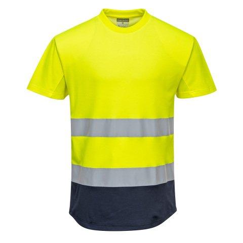 LOT DE 2 - PORTWEST C395 TEE-SHIRT MESH BICOLORE JAUNE/MARINE - TAILLE S
