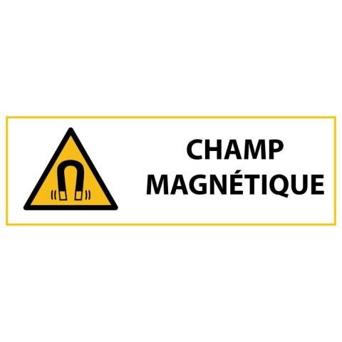 LOT DE 3 - SIGNALÉTIQUE DE DANGER - PICTO CHAMP MAGNÉTIQUE - W006 - ISO 7010 - 297 X 105 MM - VINYLE SOUPLE AUTOCOLLANT
