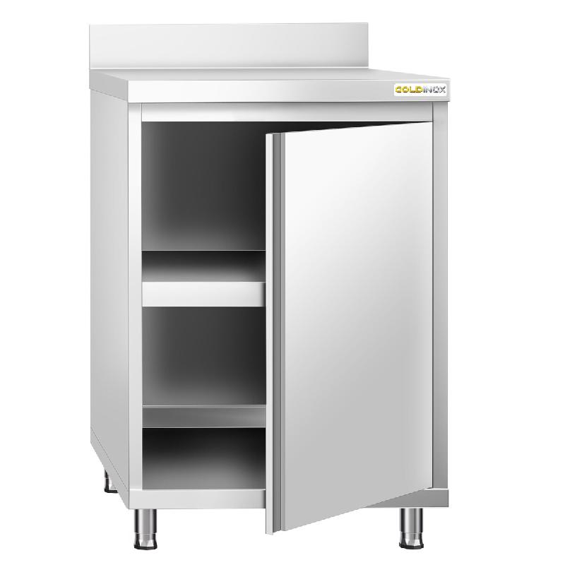 Meuble bas inox 600x600 mm adossé PREMIUM - GOLDINOX - gris inox 3701770808564_0