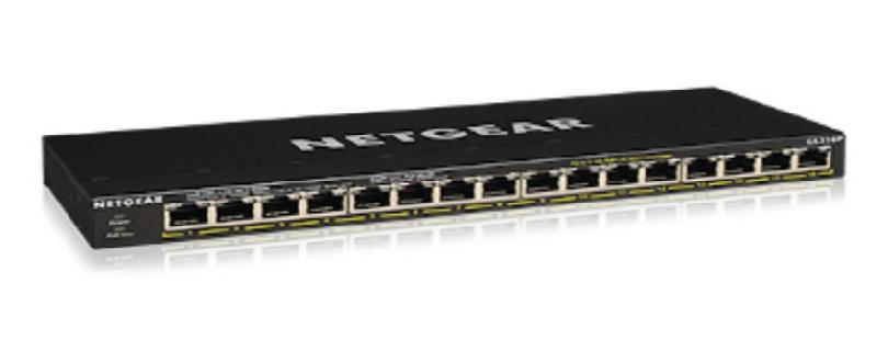 Netgear GS316P Non-géré Gigabit Ethernet (10/100/1000) Connexion Ethernet, supportant l'alimentation via ce port (PoE) Noir_0