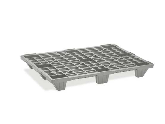 Palette en plastique recyclé légère et emboîtable - 800 x 1200 x 140 mm - Charge dynamique 1000kg - EMB812N/PP/9P - 9 plots_0