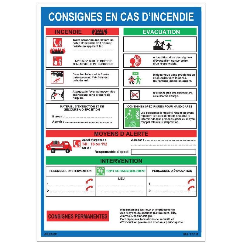 Panneau consigne cas d'incendie - 210x297 mm - PVC adhésif_0