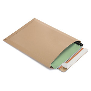 POCHETTE CARTON RECYCLÉ À FERMETURE ADHÉSIVE - POCHETTE BRUNE OUVERTURE PETIT CÔTÉ  26,3X34,8 CM